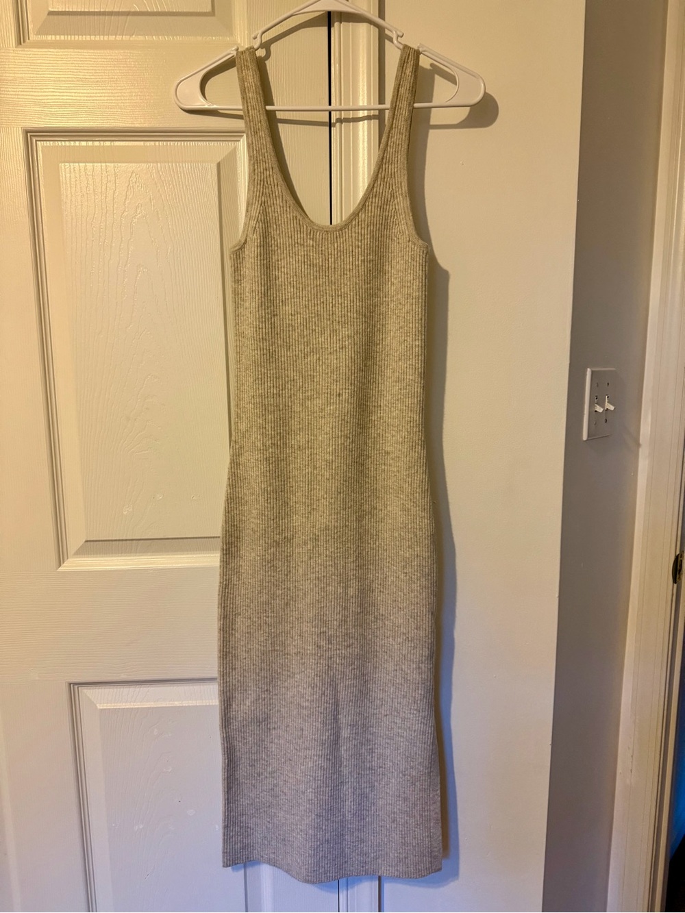 NWT Target Universal Thread Ribbed Knit Bodycon Dress Side Slit Gray Tan Size XS